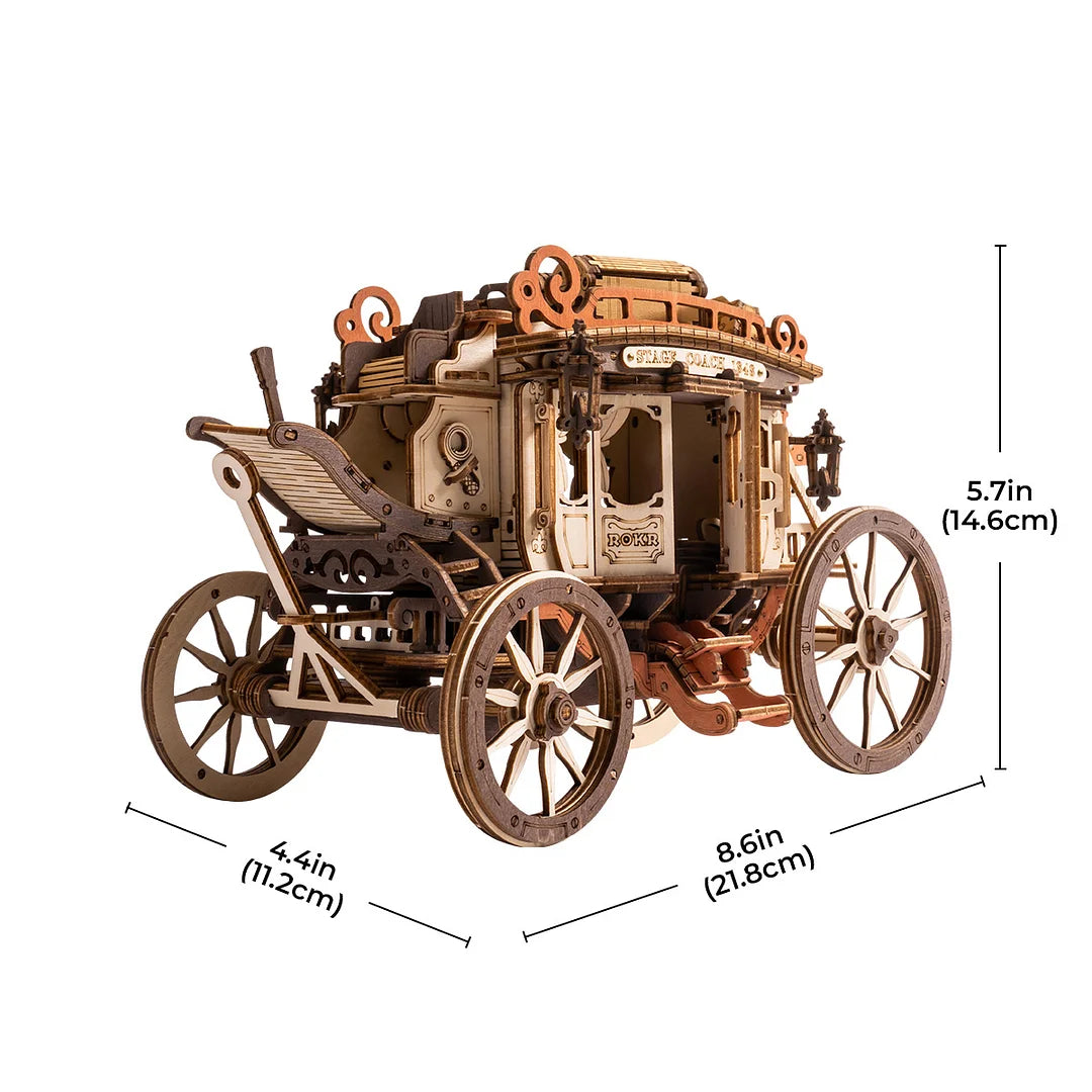 ROKR Stagecoach Mechanical Music Box 3D Wooden Puzzle AMKA1