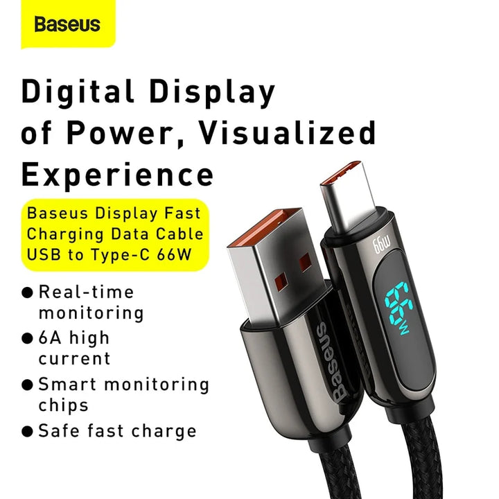 Baseus USB-A to USB-C 66W Display Data Cable USB to Type-C 1m,2m