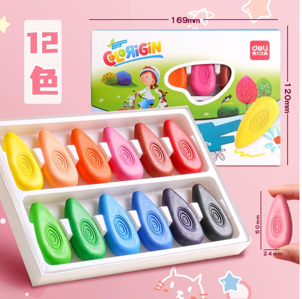 Deli Children's Water Drop Crayon - 12 Colours