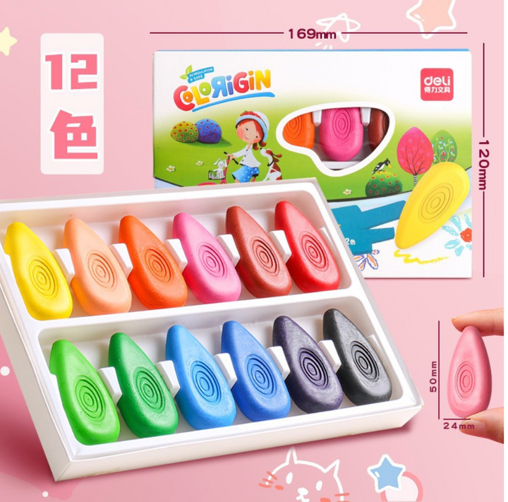 Deli Children's Water Drop Crayon - 12 Colours