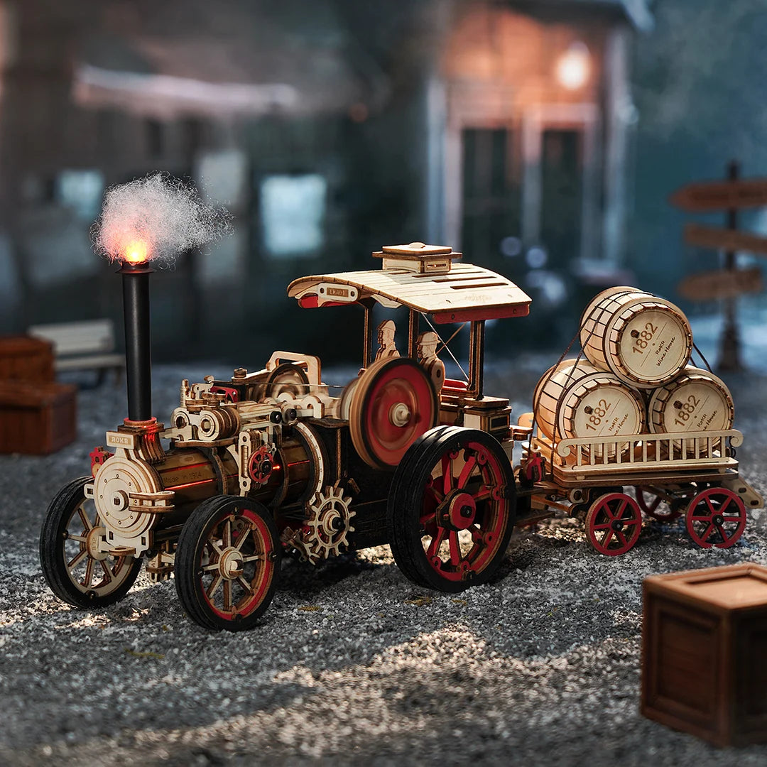 ROKR Steam Engine Mechanical 3D Wooden Puzzle LKA01 (Battery powered)