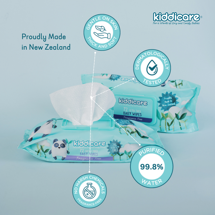 Kiddicare - Baby Wipes - Fragrance Free - Value Pack(12*72s)