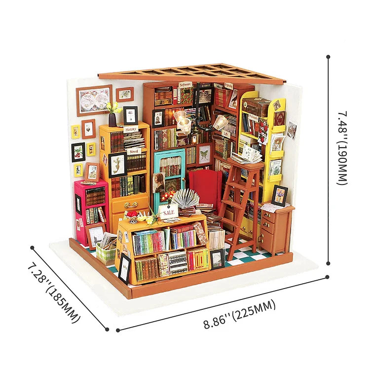 Rolife Sam's Study Library DIY Miniature House Kit DG102