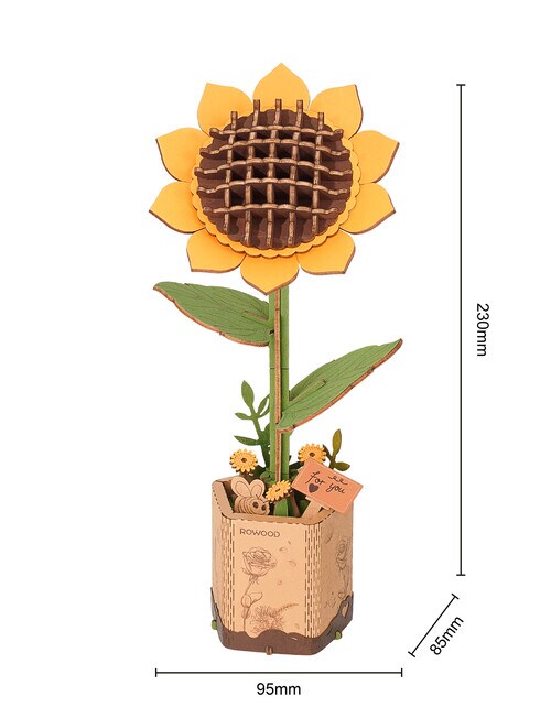 Rolife Rowood DIY Wooden Flower Sunflower 3D Wooden Puzzle TW011