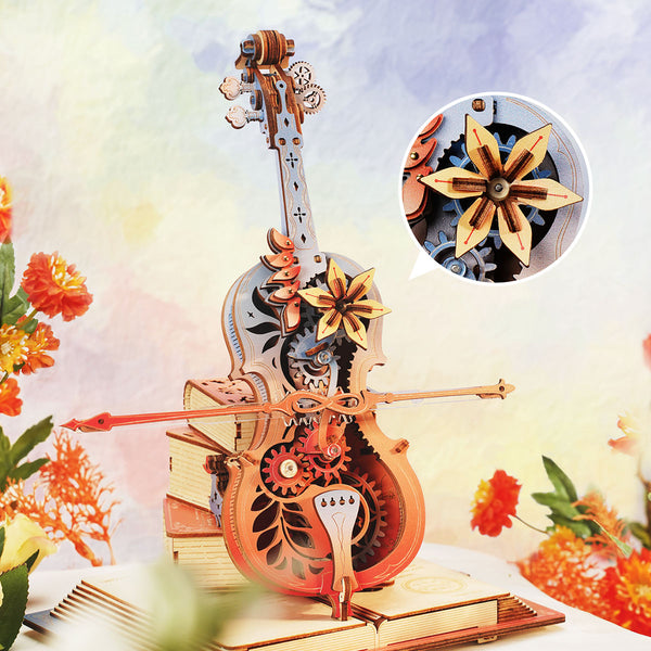 ROKR - Symphony of Gorgeous Dreams Mechanical Cello Music Box 3D Wooden Puzzle AMK63M [PRE-ORDER]