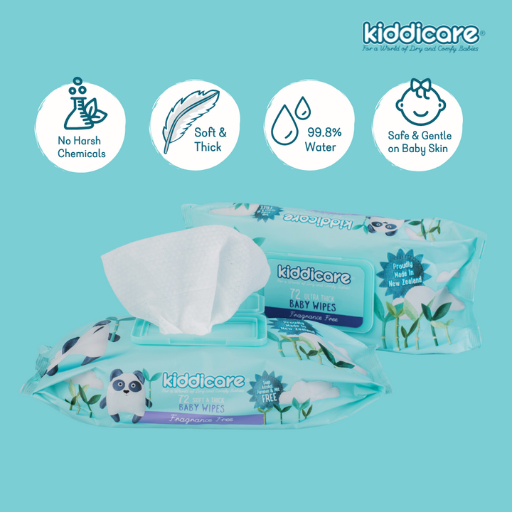 Kiddicare - Baby Wipes - Fragrance Free - Value Pack(12*72s)