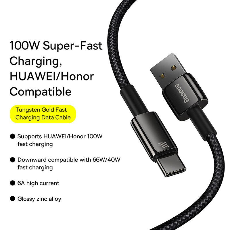 Baseus 100w USB-A to USB-C Cable USB to Type-C 1m, 2m