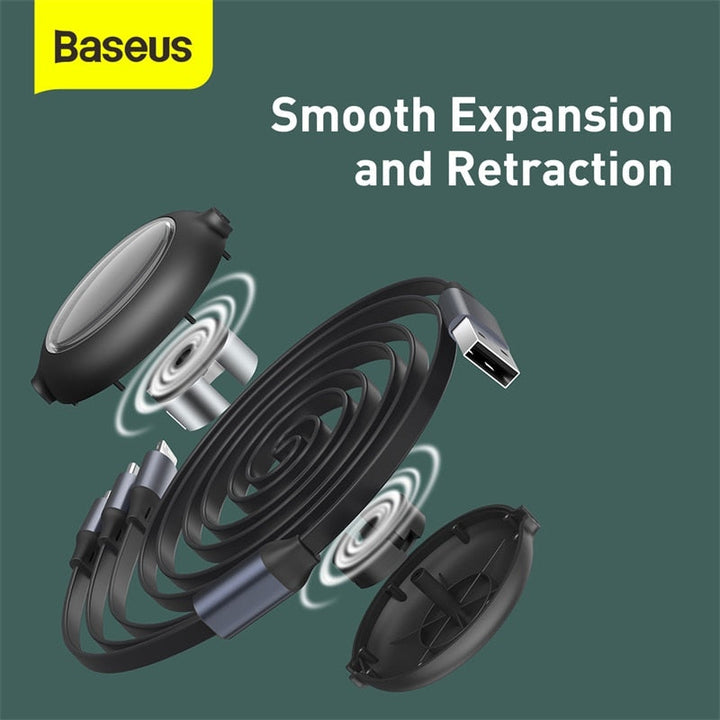 Baseus 3 in 1 Retractable 66W Type C Cable for iphone and Android