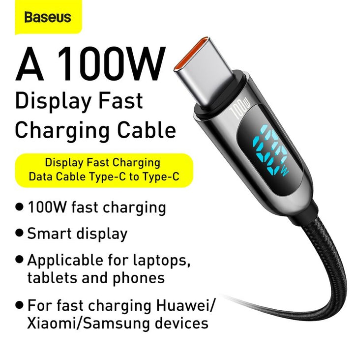 Baseus 100W PD Display Fast Charging Data Cable Type-C to Type-C  1m