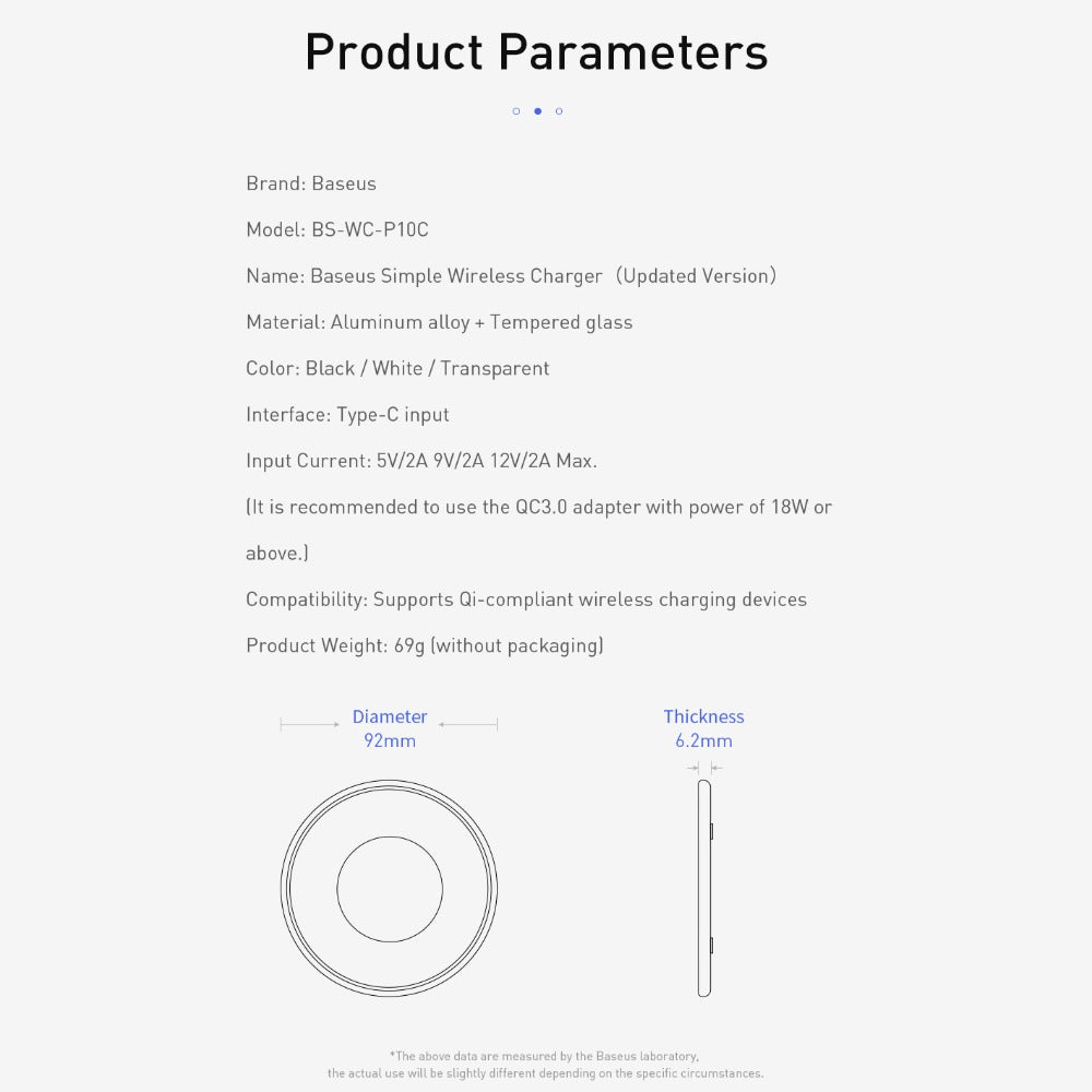 Baseus 15W Quick Charge Simple Qi Wireless Charger