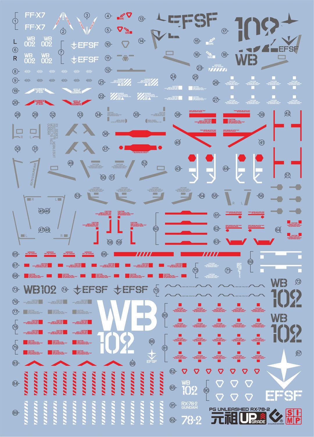 EVO Decal - PG UNLEASHED RX78-2 2.0 - Fluorescent