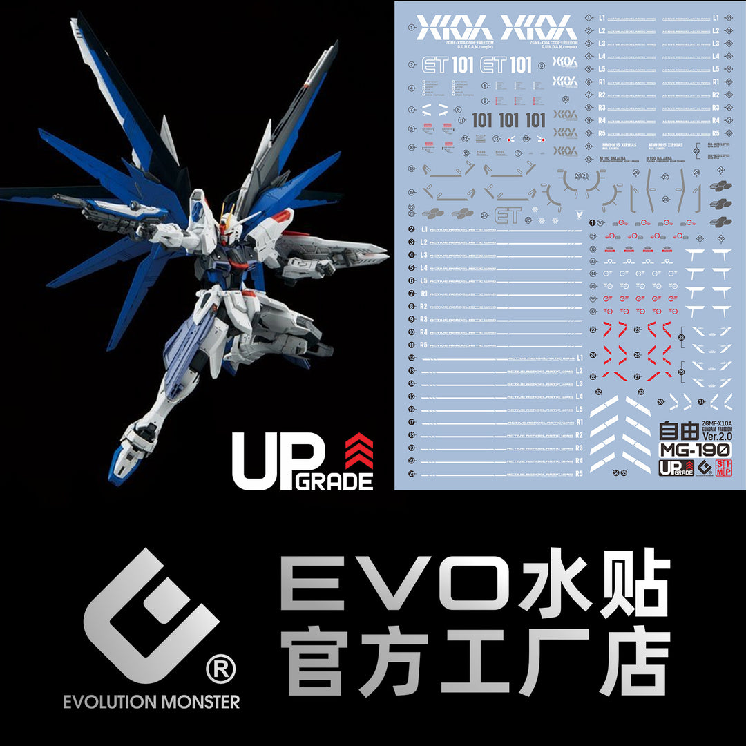 EVO Decal - MG 1/100 ZGMF-X10A Freedom Gundam 2.0 - Fluorescent