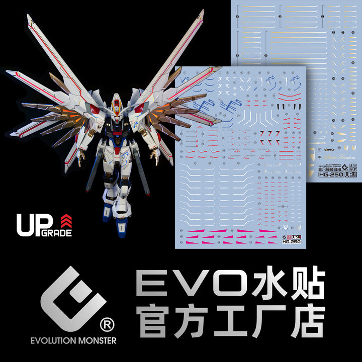 EVO Decal - HG 1/144 Mighty Strike Freedom Gundam - Fluorescent + Gold Foil