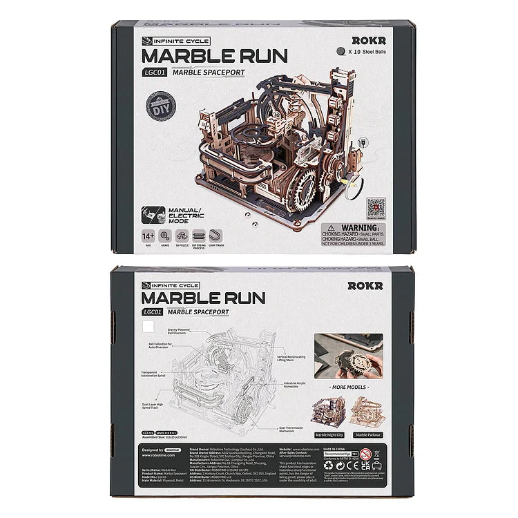 ROKR Marble Spaceport Marble Run 3D Wooden Puzzle LGC01