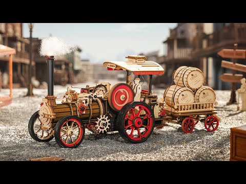 ROKR Steam Engine Mechanical 3D Wooden Puzzle LKA01 (Battery powered)