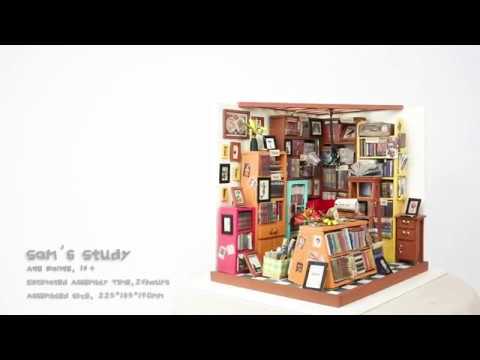 Rolife Sam's Study Library DIY Miniature House Kit DG102